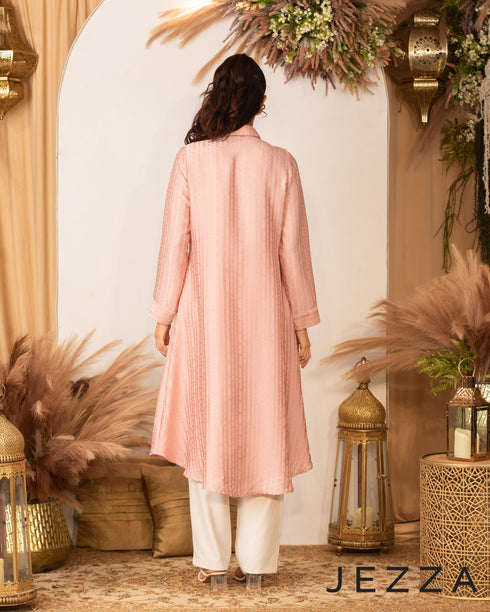 Satin-Blend Long Sleeve Midi Top 63352